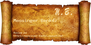 Messinger Benkő névjegykártya